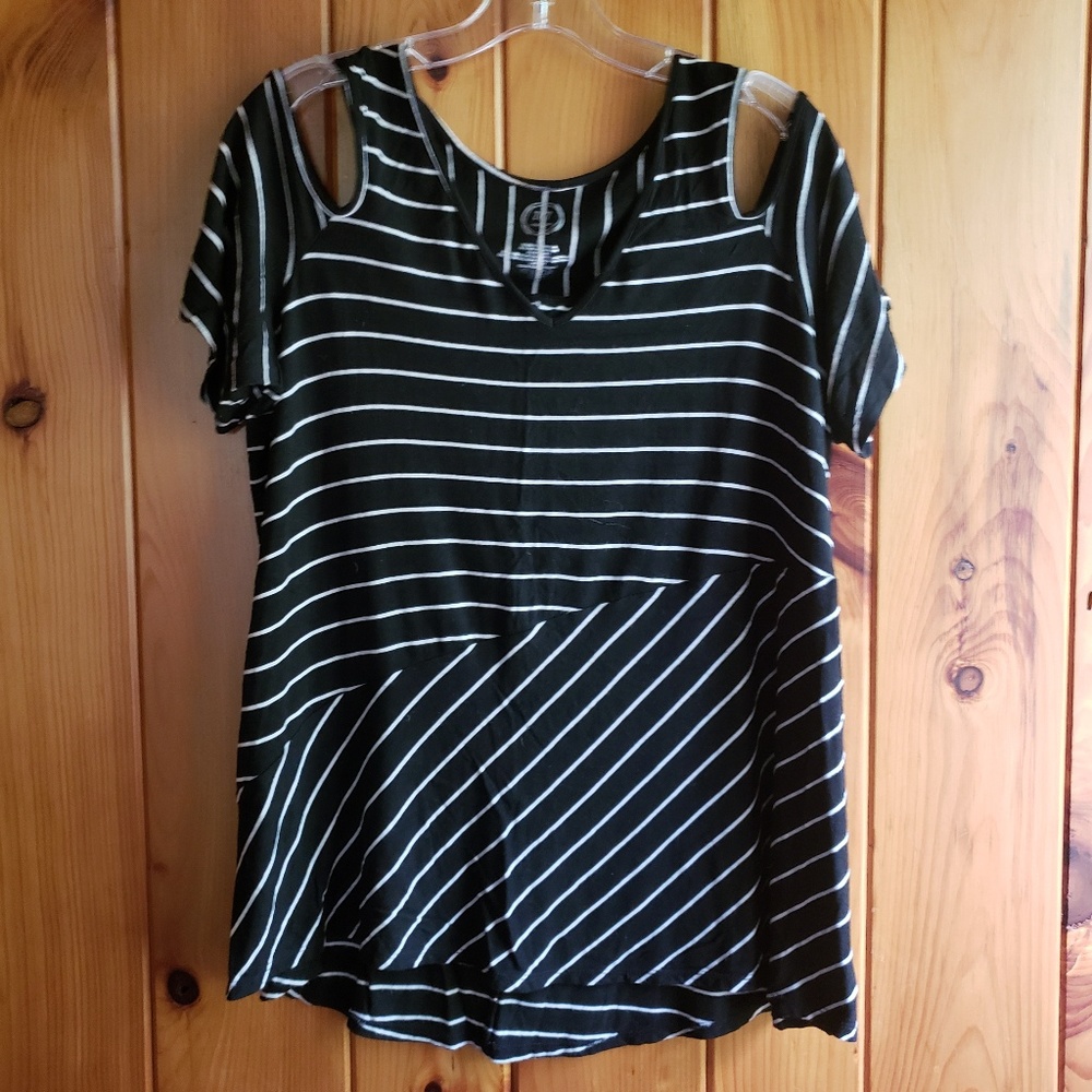 Striped Cold Shoulder Top